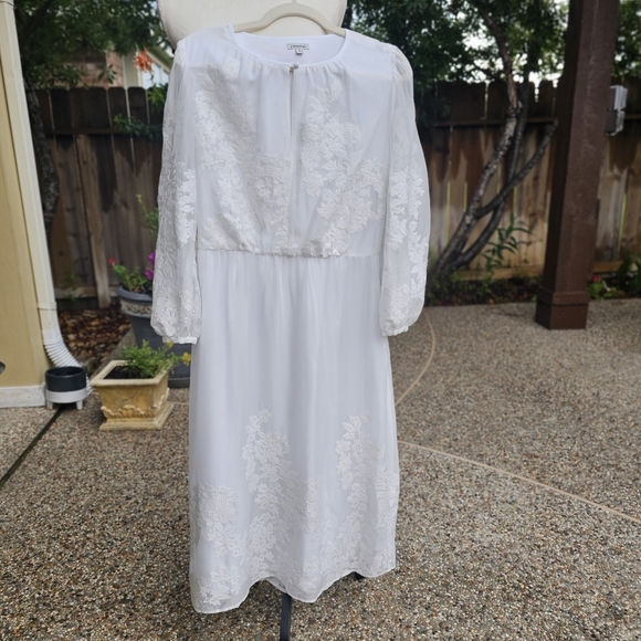 J.Peterman Crew Neck Tier white lace dress 8 - Picture 14 of 15